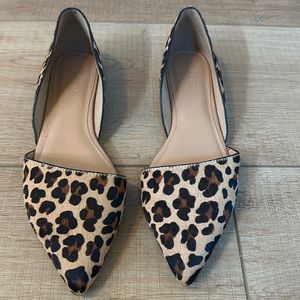 J Crew D’Orsay Leopard Print Calf Hair Flats